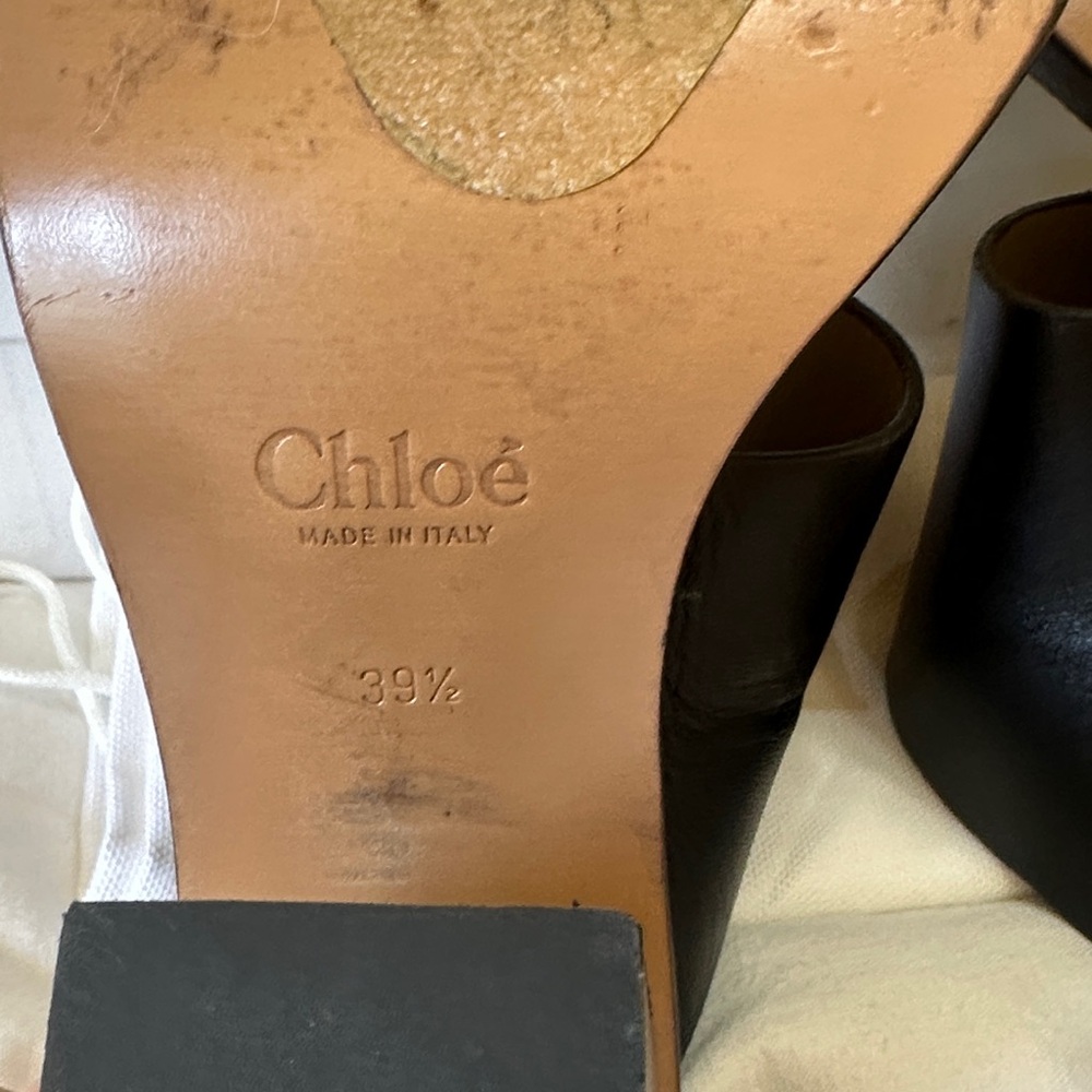 Chloe Black Mules with Gold Detailing 9.5 - Picture 8 of 9